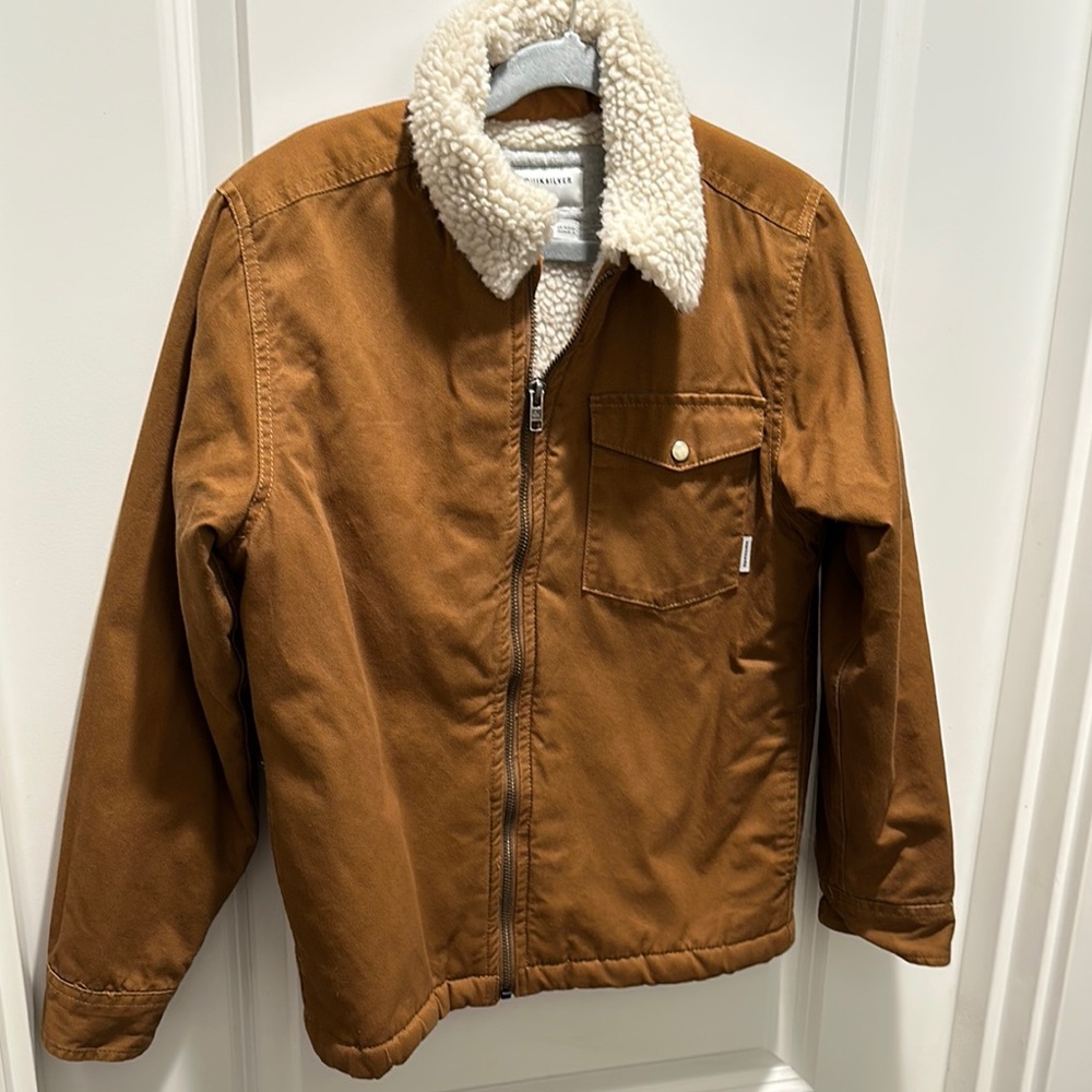 Quiksilver Brown Jean Jacket with Casual Design and Zipper Closure